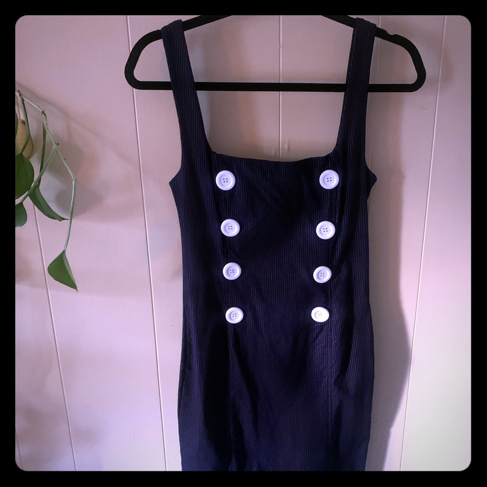 Navy blue and White Pin Strip Bodycon Dress